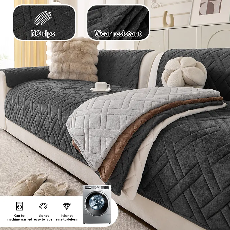 Modern Style All-Season Sofa Cushion, Warm and Comfortable Fabric, Anti-Slip and Durable, Pet Friendly, Geometric Pattern, Quilted Sofa Cover, Washable Sofa Slipcover