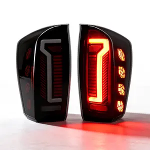 OKSIWA Full LED Tail Lights for 2016-2023 Toyota Tacoma with Smoked Lens & Dynamic Starting Animation (1 Pair)