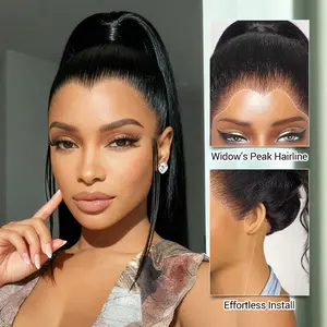 【Ashimary Live Exclusive:Pre-Styled Widows Peak Ponytail Wig 】Invisi Strap 360 Lace Wig Glueless Human Hair Wigs Ponytail Wig Out of Box SpringStatements