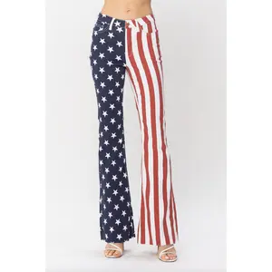 Judy Blue American Flag Print Flare Jeans