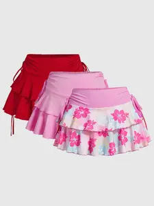Women's Plain Ruffle Hem Skirt, Elegant Fashion Casual Skirt for Daily Outdoor Wear, Women Bottoms for Summer, Skater Skirts,  Summer Skirt, Ruffle Tennis Skirt, Casual Sporty Skirt