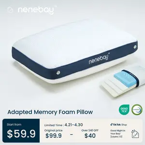 Nenebay Adjustable Ergonomic Cervical Pillow ,With Four Supportive Memory Foam Layers-Free Double Sided Cooling & Breathable Bamboo Pillowcase,Cozy Sleep for Side Back & Stomach Sleepers