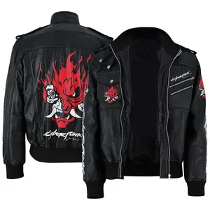 Premium Cyberpunk 2077 Samurai Gaming Leather Jacket Removable Hood- Best Gift