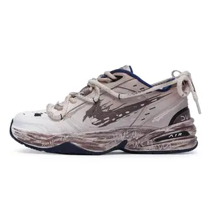 Nike Air Monarch 4 811 Custom Sneakers Unisex Low-Top Dad Shoes In Rustic Brown And White For Outdoor Wear With Support Trending Shoes, House White Official Shoes to Get / Maison Mihara