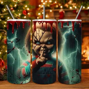 Chucky Horror Tumbler-20oz-Stainless Steel-Dual Insulated-Christmas gift-winter-stockingstuffer-Drinkware Flasks for Horror Fans with Spooky Vibes & Portable Design Insulation Mug Bottled Bottles Water Bottles-unique gifts  Reusable Cup Washable