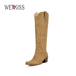 Wetkiss Women’s Western Cowboy Boots, Embroidered Knee High Cowgirl Boots, Retro Westerncore Aesthetic Yeehaw Outfit Must-Have #Summervibes #TikTokShopStockUp