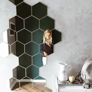 12-Piece Self-Adhesive Wall Mirrors, Hexagonal Acrylic Design, Waterproof & Moisture-Resistant, Ideal for Bathroom Decor, Home Decor, Non-Breakable