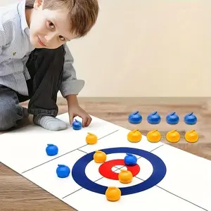 Family Entertainment Desktop Curling Game Set, Tabletop Games, Family Fun Game, Ideal Gift for Kids & Adults, Includes 8 Pucks, Perfect for Christmas Halloween Thanksgiving