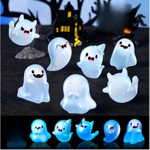 24Pcs Halloween Mini Resin Ghosts, Luminous Mini Ghost, Glow in The Dark Miniature Ghost Figurines for Halloween Miniature Landscape Outdoor Dollhouse Decoration