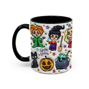2D Inflated Hocus Pocus Ceramic Coffee Mug, Classic Stylish Kitchenware Beverage Rack Compatible Drinkware, Halloween Gift - wic10144