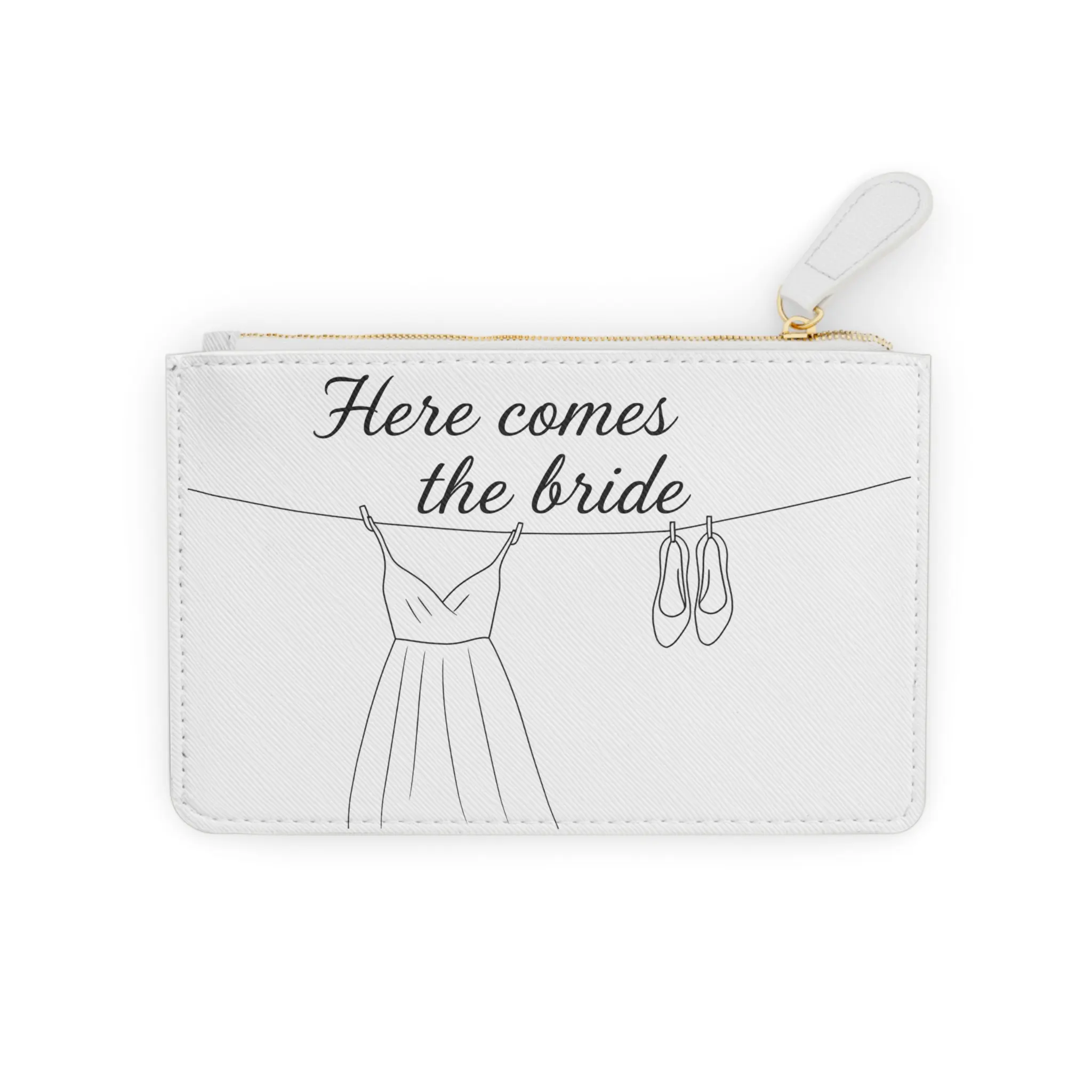Women's Personalized Compact PU Leather Mini Clutch Bag - Chic All Over Print Custom Pouch with Card Slot, Bride Gift for Bridal Shower, Chic Look, Metal Zipper