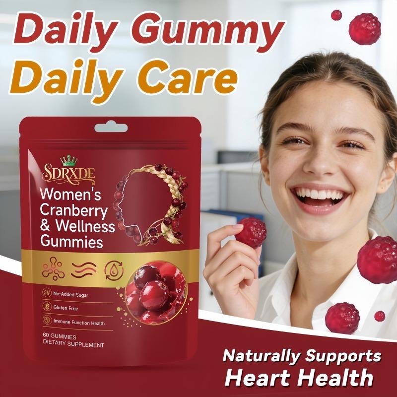 SDRXDE Sugar-Free Cranberry Probiotic & Collagen Gummies for Women, Individually Wrapped Daily Wellness Support c e vitamins Organic Liposomal Lymphatic Triple Herbal Health Drops alpha 10-in-1 shilajit gummies healthy age zeaxanthin vitamin d3 k2 mk7 pm
