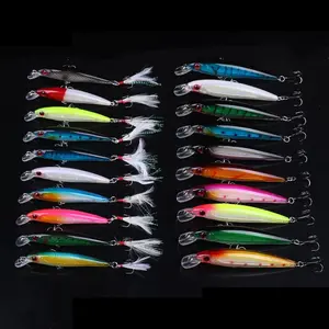 Mixed Color & Size Fishing Lure Set (20pcs), Artificial Fishing Bait with Hook, Fishing Accessories for Outdoor Fishing, Fishing Equipment, Fishing Lures Set