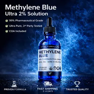 Methylene Blue by Vital Formulas 2% Nano Solution | Ultra Pure Formula [60mL - 2oz] Precision Glass Dropper for Research & Scientific Use