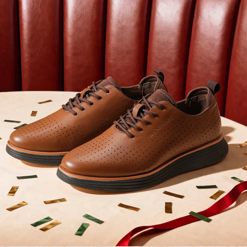 【BRUNO MARC Anniversary】 Men's MaxFlex Fashion Dress Sneakers Oxfords Classic Casual Shoestiktokshopbacktoschool, Pu Leather Shoes