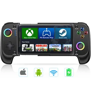 Wireless Mobile Gaming Controller for iPhone/Android, Phone Game Controller Support Phone Case, LED Light Hall Joystick, Turbo, Mobile Gaming Gamepad