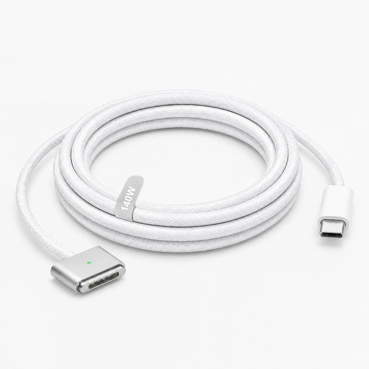140W USB C to Magsafe 3 Charging Cable 6.6FT, Braided Fast Charge Cord with LED, Strong Magnetic for MacBook Air 13/15 & Pro 14/16, White, Compatible with M5/M4/M3/M2/M1, A Practical Halloween Gift for MacBook Users