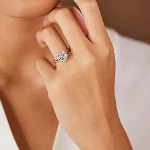 The Six Prong Solitaire 2ct Certified Round Cut Diamond Ring, Lab Grown Diamond Engagement Ring, 14KT, 18KT, Plat, Handmade