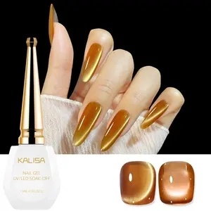 Kalisa Gold Cat Eye Gel Nail Polish, Halloween Vampire Cat Eye Glitter Gel Set, Crystal Shiny Gold Nail Gel, DIY Manicure Gift