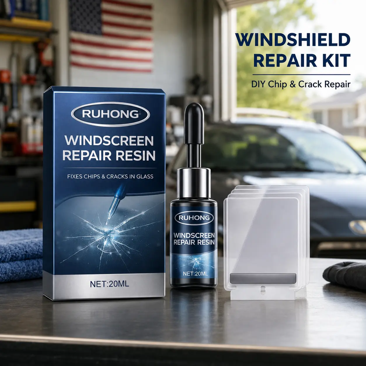Windshield Crack Repair Kit Star Crack Nano Glass Repair Fluid for Chips and Cracks Bulls-Eye and Star-Shaped Damage  Automotive Repair Liquid Tool