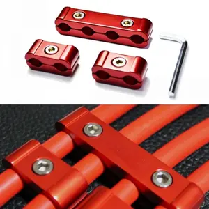 Automotive spark plug wire clip splitter wire ignition cable clip automatic decoration 3 for 8MM/9MM/10MM auto parts automotive modification, spark plug wire separator fixed sleeve aluminum alloy three-piece wire clip Automotive Accessories