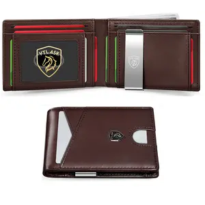 VTLASK Ultra-Thin Leather Bifold Wallet Slim RFID-Blocking Anti-Theft EDC Wallet with 12 Card Slots & Cash Compartment in Premium Gift Box Compact Slim Profile