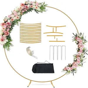 6.6FT Round Balloon Arch Stand kit Metal Circle Backdrop Stand Wedding Arches with Storage Bag for Gender Reveal Baby Shower Ceremony Birthday Party Decorations