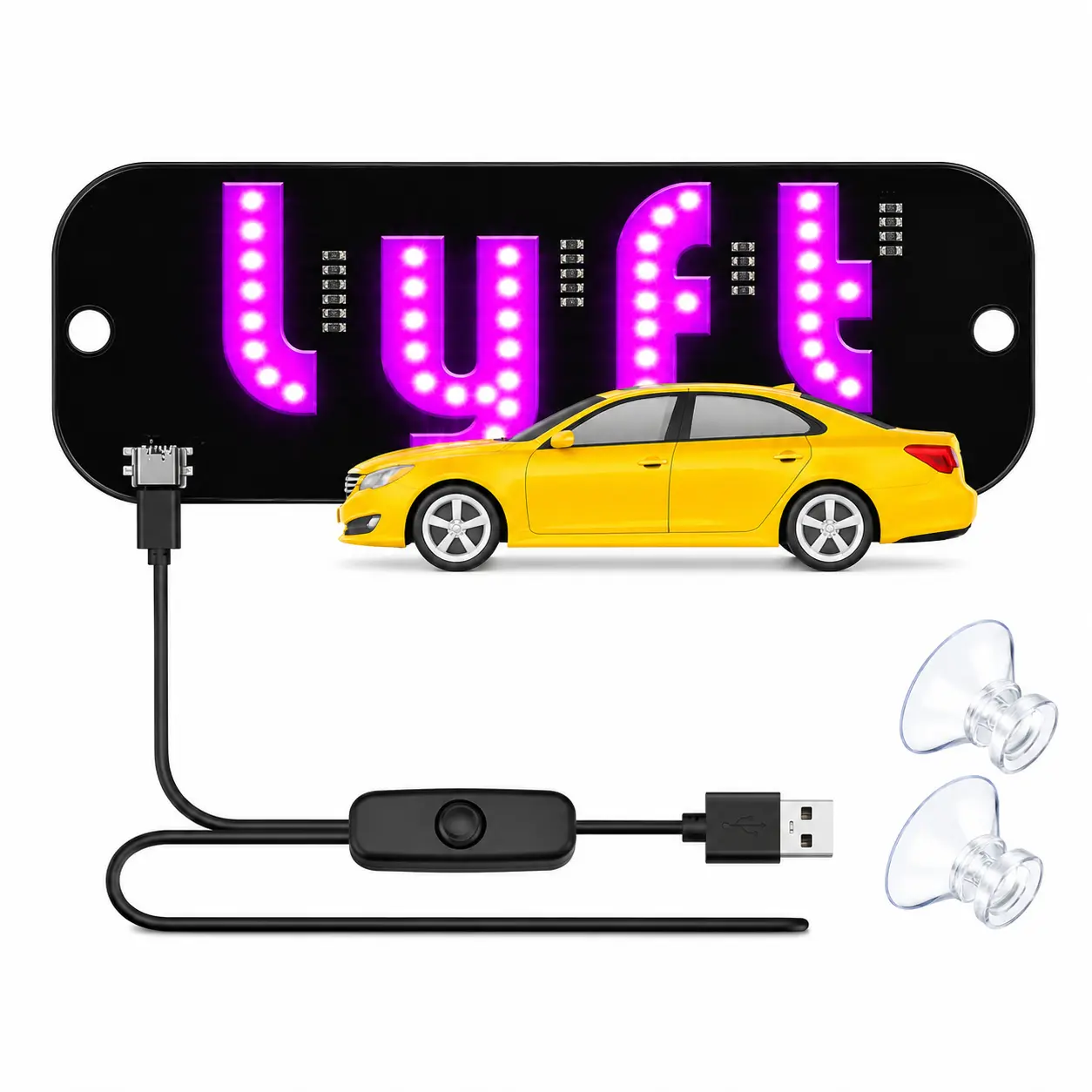 New LED Light Sign for Car, Universal USB Taxi Light Sign, Car Kit Accessory for All Cars, LED Lights Car, Men Gifts, Car Accessories, for Car Decals, Automotive, LED Tailgate Lights, Car Light Embellishments