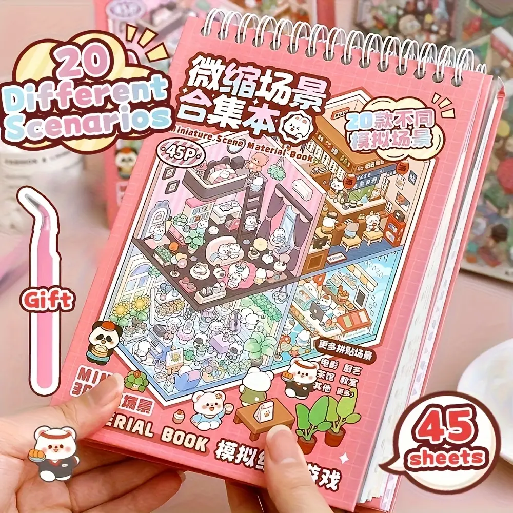 DIY Diorama Kit - 45pcs Miniature Scene Collection, 3D Art Craft Set with Tweezers & Decorative Stickers, Scrapbooking Supply, No-Battery-Needed Activity for Adults, Ideal Gift