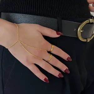 EVRY JEWELS Gold or Silver Plated Women's Hypoallergenic Isla Hand Chain