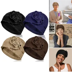 4 Pcs Cotton Beanie Turban Headwear for Women Soft Cancer Chemo Head Scarf Hats Elastic Covers Wraps for Women's Hair vintage
