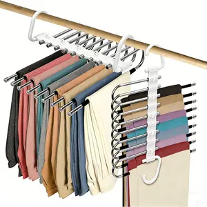 9 Layer Pants Hanger (1/2 Counts), Space Saving Organizing Hanger, Multifunctional Pants Rack, Closet Organizer for Pants Jeans Leggings Trousers Skirts, Summer Gift, Pant Hangers, Clothes Hanger Organizers