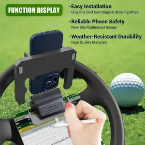 Golf Cart Steering Wheel Phone Mount, Multi-Functional Design with Scorecard & Pencil Holder, Stable Clip for Golfers Course Navigation & Scorekeeping