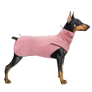Winter Warm Dog Jacket Clothing, High Elasticity Knit Fleece, Adjustable Pet Coat for Medium Large Dogs, Dual Layer Thickened Neckline