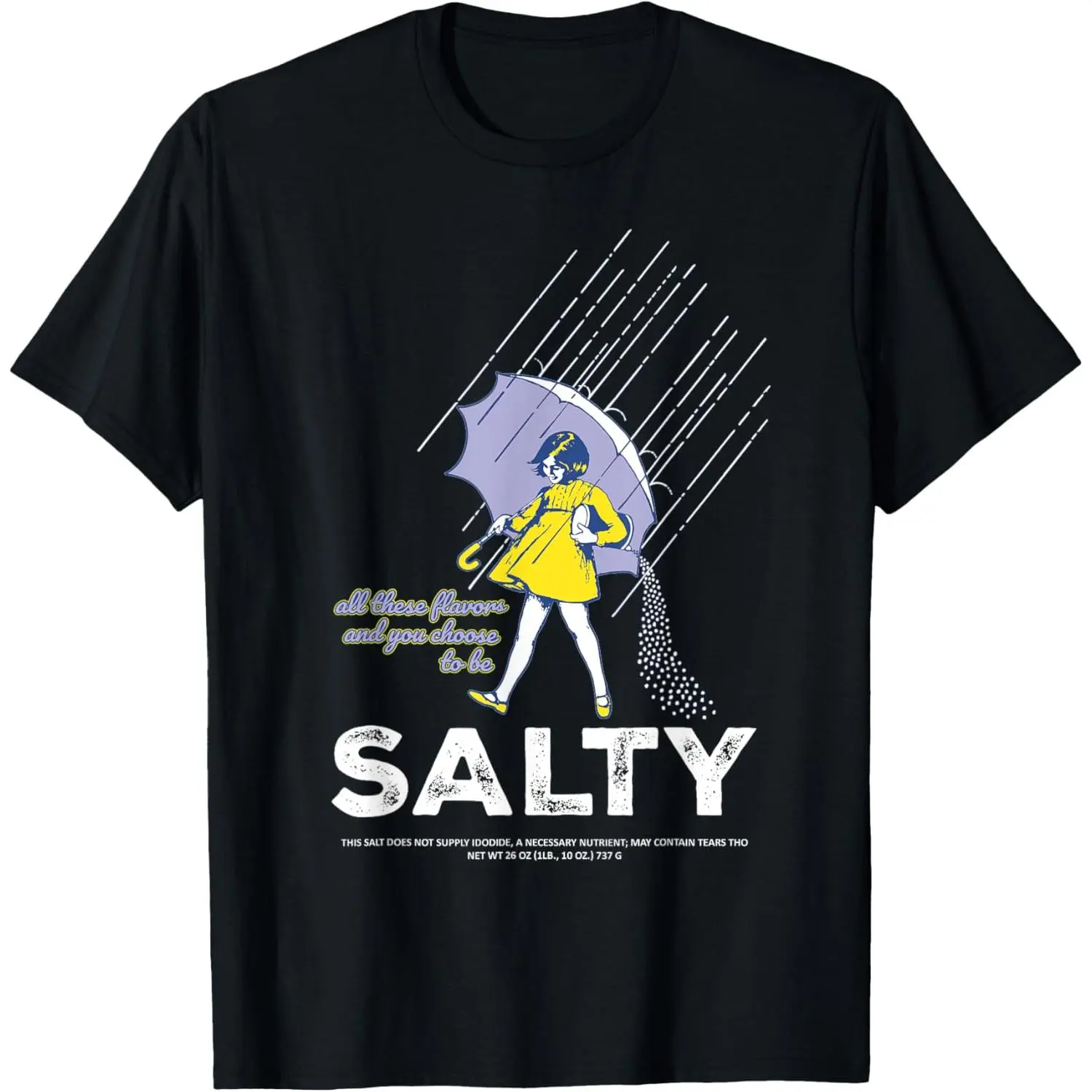 Men's Salty Sprinkle Graphic Cotton T-Shirt - Streetwear Regular Fit Short-Sleeve Casual Top, Natural Fabric, Soft, Moisture Absorb, Machine Washable, Round Neck