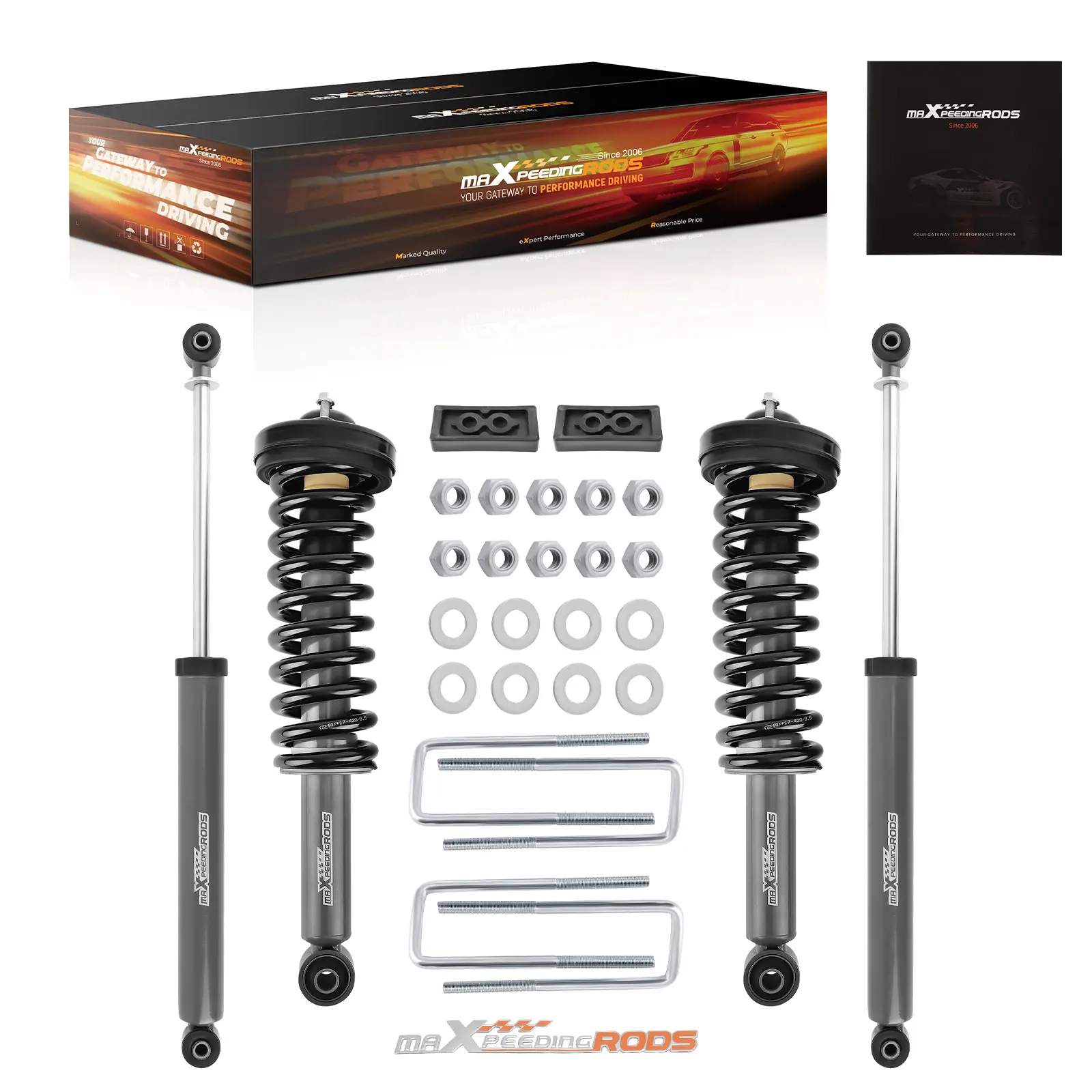 2 inch Front & Rear Leveling Lift Kit w/ Struts & Shocks compatible for Ford F150 4WD 2009-13	
