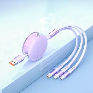 120W 3 In 1 Data Cable, Portable USB Charging Cable for iPhone iPad Android Phones Tablets, Phone Accessories, Only Type-C Port Supports Data Transmission