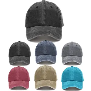 Washed Baseball Cap Solid Color Hat Retro Adjustable Dad Hats Gift for Men/Women, Unstructured/Cotton