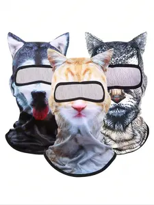 3pcs/2pcs/1pc 3D Animal Print Full Face Mask, Breathable Face Cover, Outdoor Funny Sports Balaclava, Suitable for Daily Wear, Travel & Hiking