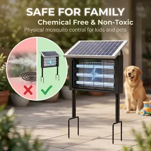 Backyard Insect Lamp, Solar Powered Hanging Standing 3 UV Tube USB Rechargeable Light for Outdoor Patio Garage