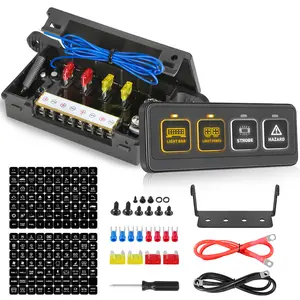 #Latest ON/ OFF 4 Button Switch Panel White Backlits Auxiliary Car Switch Panel with 3 Light Modes Memory Function Circuit Control Relay System Pickup 12V 24V Marine jeeplight  bars jeep lights atv  light  bars
