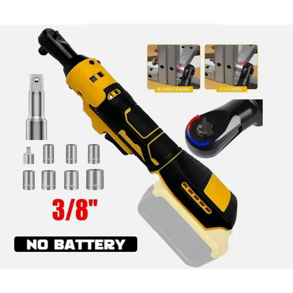 Brushless 3/8" Cordless Ratchet Wrench for Dewalt 20V Li-Ion Battery, High Torque, Safe for Construction & Home Repair