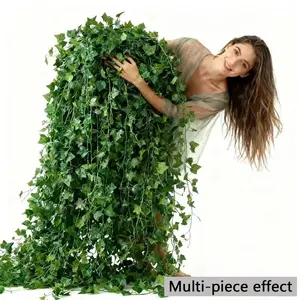 36-Piece Artificial Ivy Leaf Wreath, Plastic Fake Hanging Vine Plant, Faux Hanging Plant, Home Wedding Party Garden Wall Decor, Bright Leaves, Indoor Outdoor Decoration