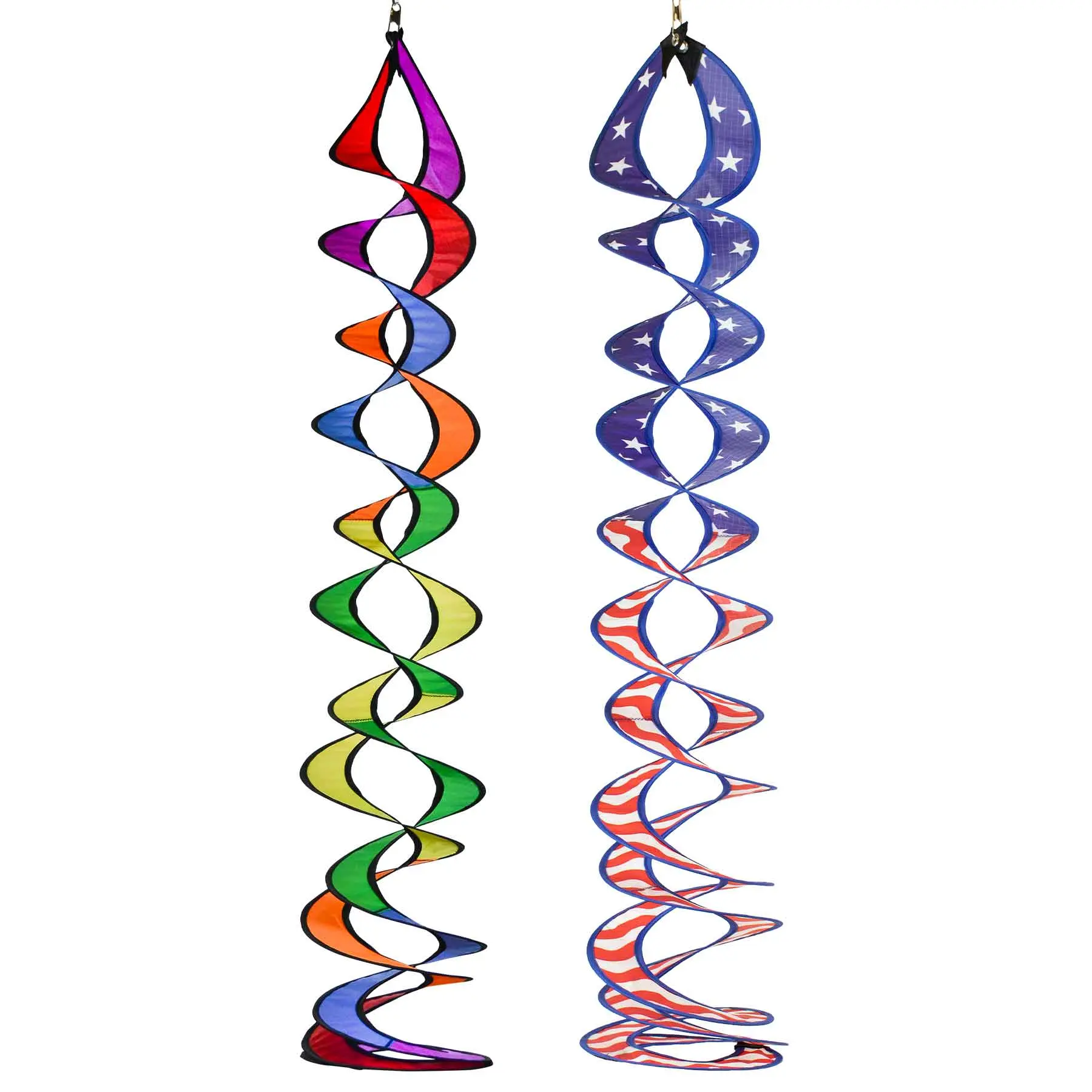 In the Breeze Curlie Duet Spinner -- Mesmerizing Double Twister Design -- Colorful Hanging Yard Decoration
