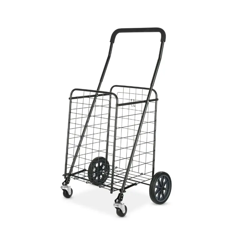 Adjustable Steel Rolling Cart - Black, 21.5 x 19.5 x 38.4 inches