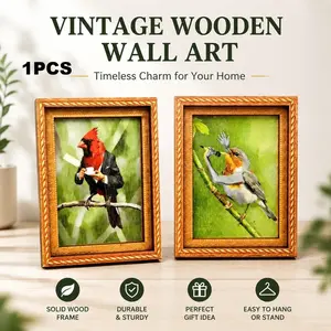 Funny Cartoon Oil Painting Style, Retro Wooden Frame Magnet, Cute Decorative Magnetic Sticker, Home Kitchen Office Refrigerator Gift