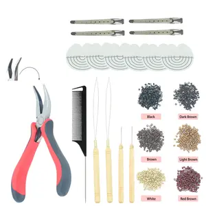 Miniature Ring Hooks Pull-Ring Hooks Combs Hair Clips Complete Set Hair Extension Accessories Heatless Styling Tools Gift Box Packaging Optional Micro Link Beads