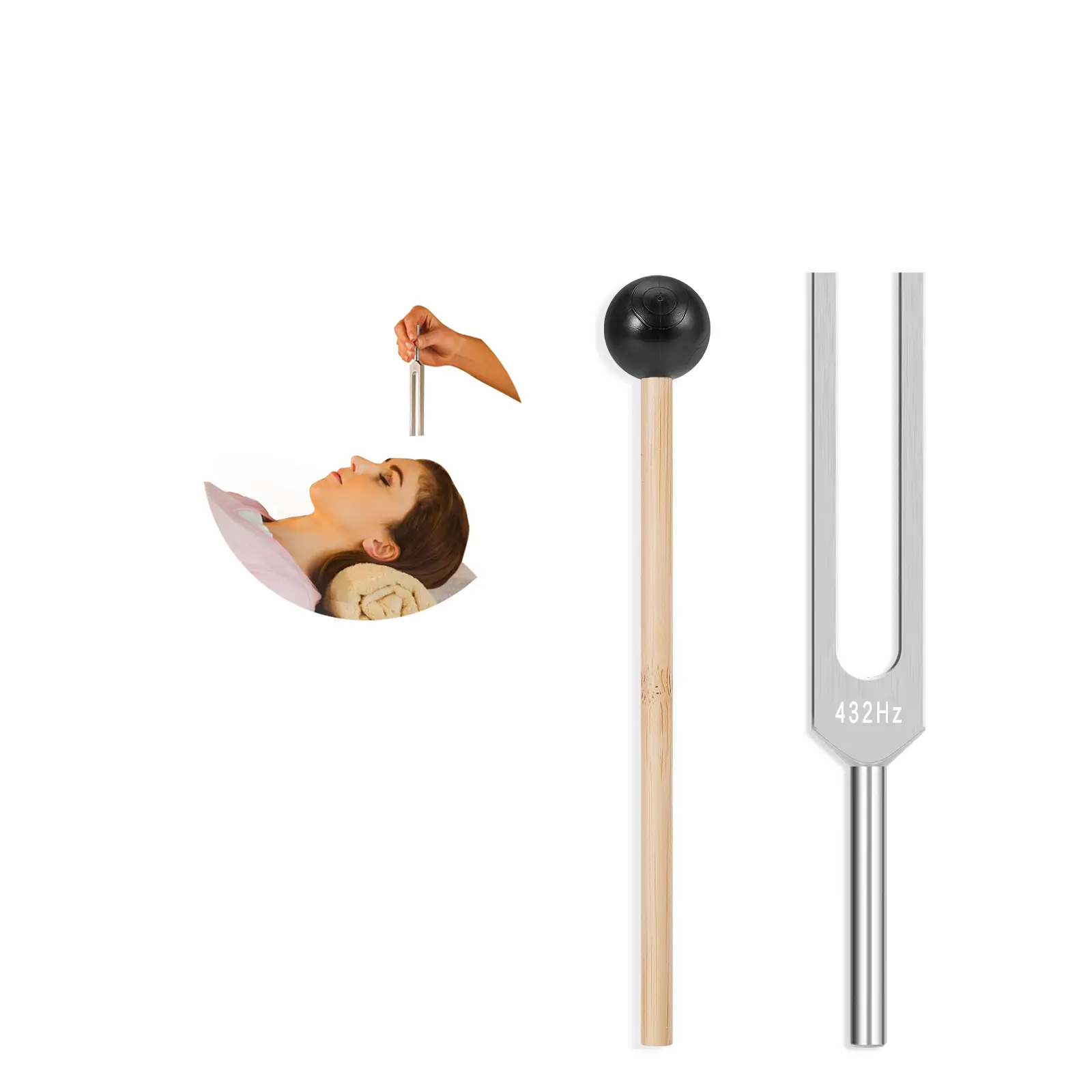 432 Hz Tuning Fork Set with Reflex Hammer, 1 Wooden Mallet - Rust-Resistant Aluminum Alloy Sensory Activator for Chakra Healing, Sound Therapy - Birthday Gift Choice