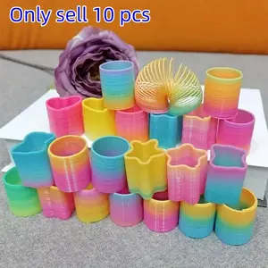 10 Pcs Spring Circle Toys, Colorful Rainbow Rings for Kids, Educational Gift for Boys & Girls, Party Favors, Christmas, Birthday Gifts