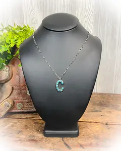 Western Turquoise Stone Initial Necklace